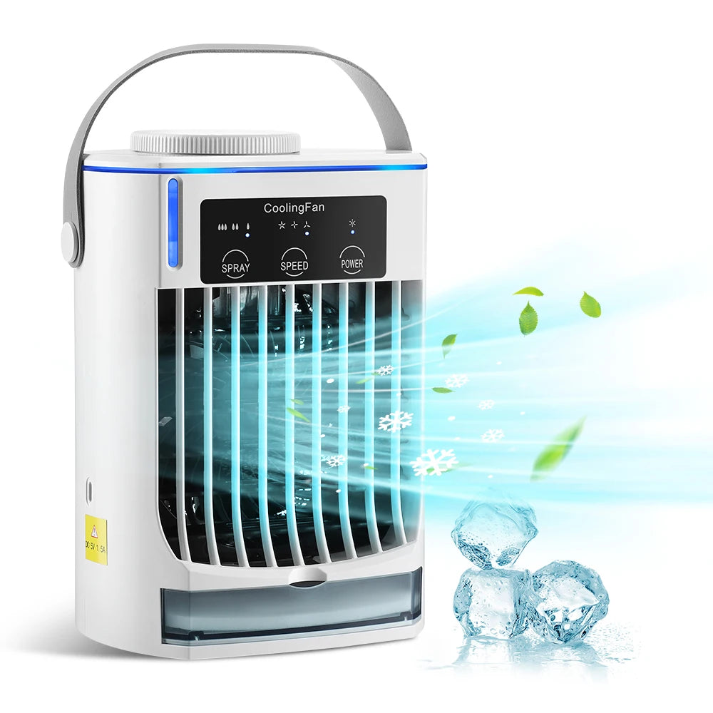 Mini Air Conditioner Air Cooler Fan Water Cooling Fan Air Conditioning Night Light Mobile Portable Air Conditioner Electric Fan